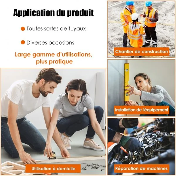 Kit de Filetage de Tuyau à Cliquet Manuel avec 6 Têtes en Fonte 1/4"+3/8"+1/2"+3/4"+1"+1,1/4" avec Caisse de Transport