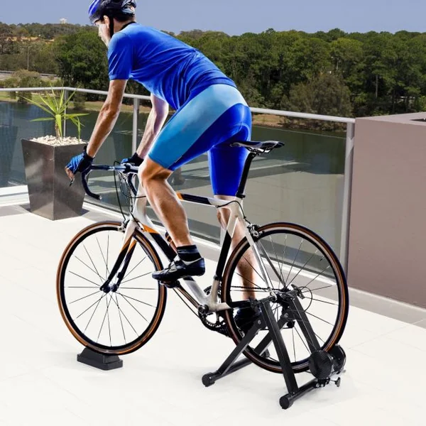 Kit Magnétique D’entraînement pour Vélo D’appartement 8 Niveaux de Résistance Pliable Capacité 150kg 54x48x39cm Noir