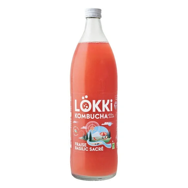 Kombucha fraise basilic sacré 1L