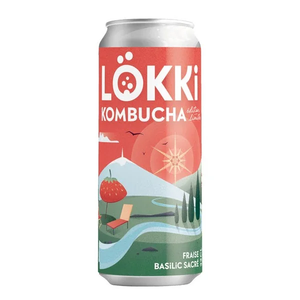 KOMBUCHA FRAISE ET BASILIC SACRE CANETTE 33cl