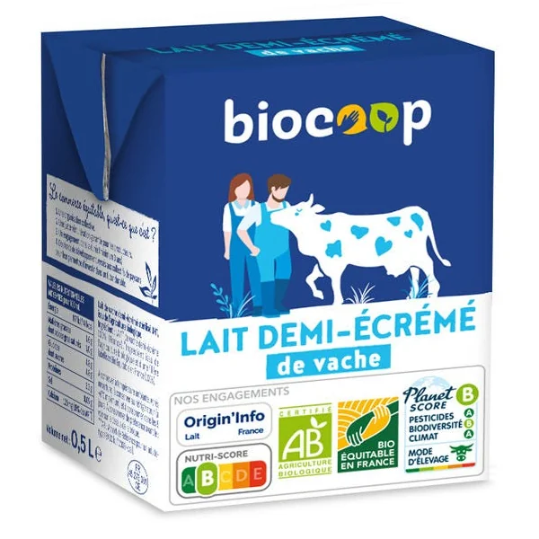 Lait 1/2 écrémé UHT brique 50cl