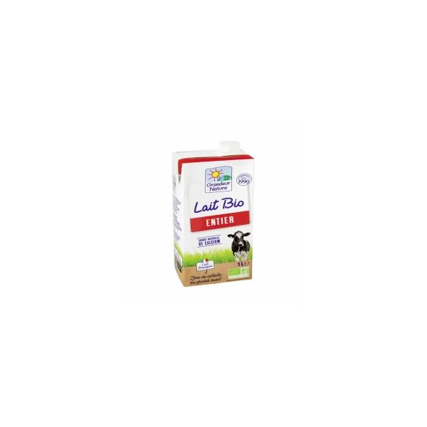 Lait de vache entier UHT bio - Brique de 1L