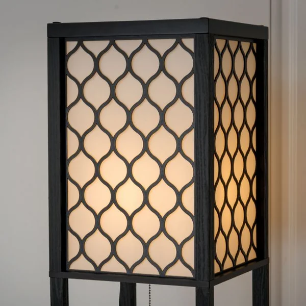 Lampadaire en Bois 1,6M Lampe Salon sur Pied avec 3 Etagères de Stockage Design Scandinave