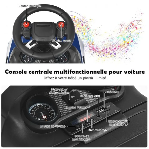 Land Rover Voiture Electrique 6V avec Eclairage LED Pédale Rétractable Klaxon Musique Age1,5-5 Ans Bleu foncé