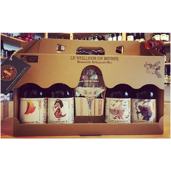 Le Veilleur de Bières bio - Coffret cadeau 4x33cl + Verre