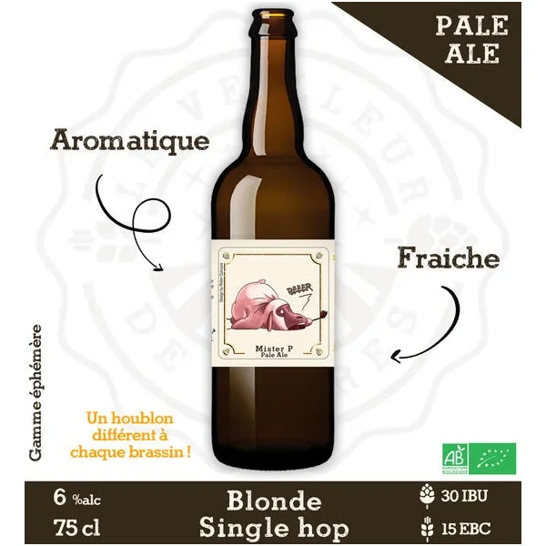 Le Veilleur de Bières bio - Mister P Blonde Pale Ale 6% 75cl
