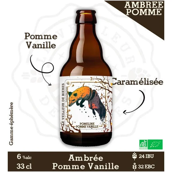 Le Veilleur de Bières bio - Pomeline 33cl - ambrée pomme vanille