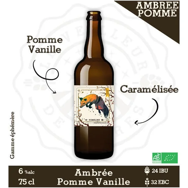 Le Veilleur de Bières bio - Pomeline 75cl Ambrée pomme vanille