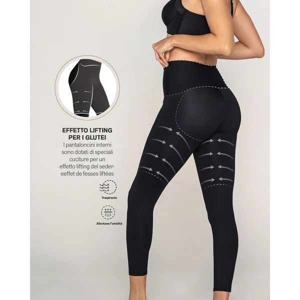 Legging de contrôle avec short intérieur pour un effet fesses liftées