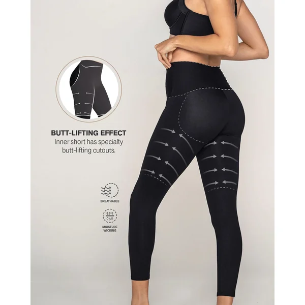 Legging de contrôle avec short intérieur pour un effet fesses liftées