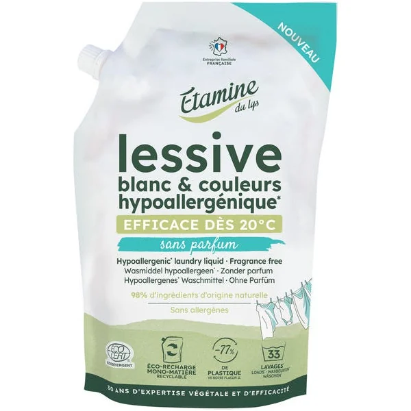Lessive liquide blanc & couleurs hypoallergénique 1L