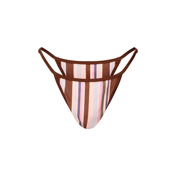 Lilas Bas De Bikini Tanga À Imprimé Rayé