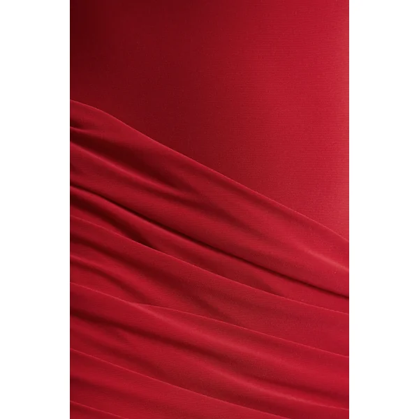 Liora | Robe longue rouge à col montant avec fente avant haute