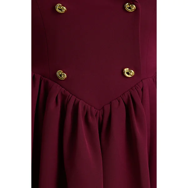 Lisa | Robe mi-longue bordeaux à décolleté plongeant et coupe tailleur