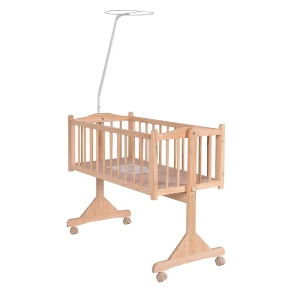 Lit bébé en bois Berceau bébé berceau à bascule matelas ciel de lit set de lit 9 pièces Rose