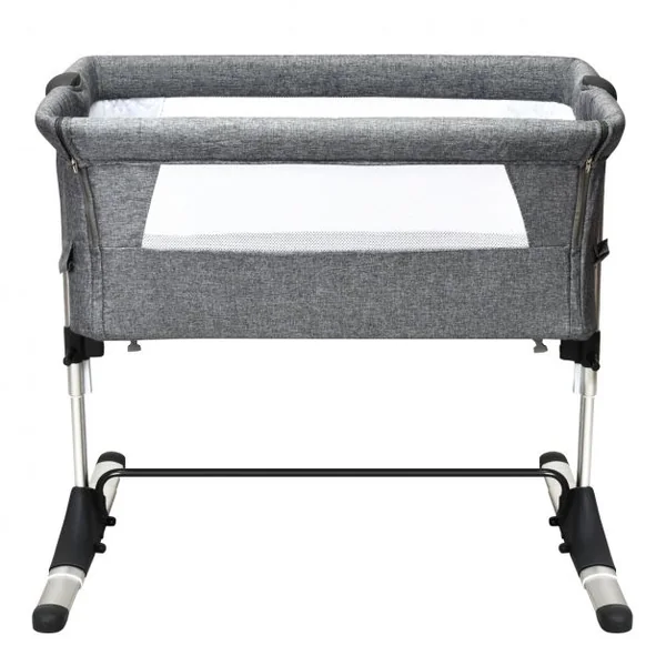 Lit Bébé Parapluie pour Voyage 2 en 1 avec Sac de Transport Hauteur Réglable en Tissu+fer+aluminium 97x70x85cm Gris