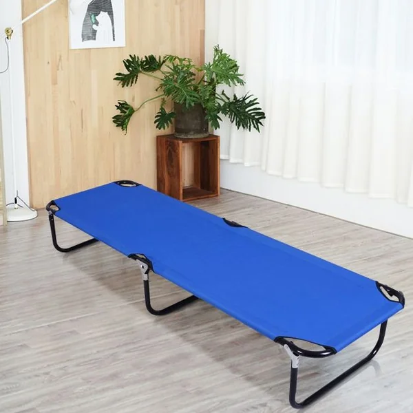 Lit de Camp Pliant Portable 189x56x30cm en Tissu Oxford avec Tube de Fer Charge Jusqu'à 150KG