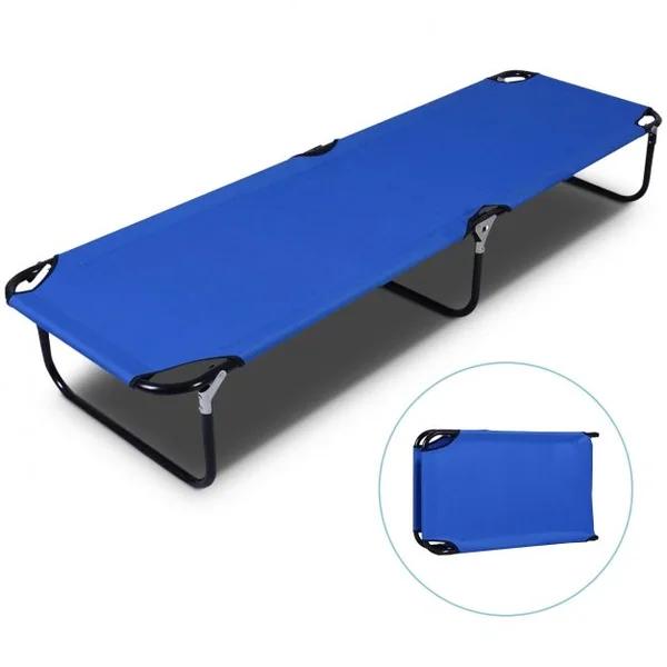 Lit de Camp Pliant Portable 189x56x30cm en Tissu Oxford avec Tube de Fer Charge Jusqu'à 150KG