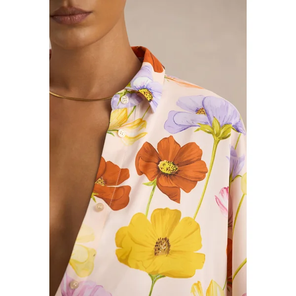 Lolite | Chemise à manches longues avec décolleté plongeant et imprimé floral vif