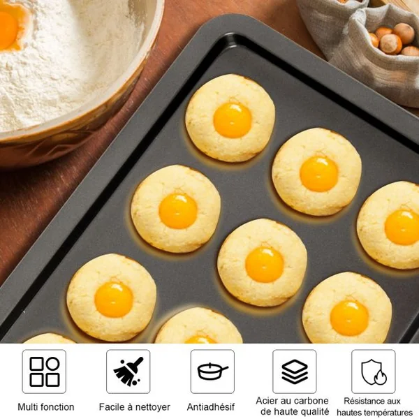 Lot de 10 Moules à Pâtisserie Anti-adhésif Sans Pfoa Ensemble D'ustensiles de Cuisson Polyvalent en Acier Carbone