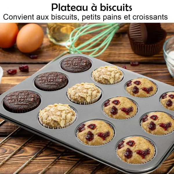 Lot de 10 Moules à Pâtisserie Anti-adhésif Sans Pfoa Ensemble D'ustensiles de Cuisson Polyvalent en Acier Carbone