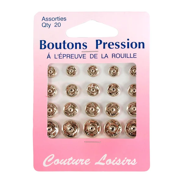 Lot de 20 boutons pression argentés
