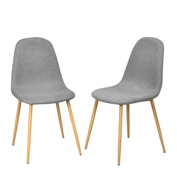 Lot de 2 Chaises de Salle à Manger Scandinave Rembourrées Pieds Robustes 110 Kg en Fer Tissu 44,5x49x86,5cm Gris