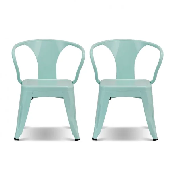 Lot de 2 Chaises pour Enfant avec Coins Arrondis et Surface Lisse Capacité 100 Kg en Acier 37,5x44x55cm Bleu