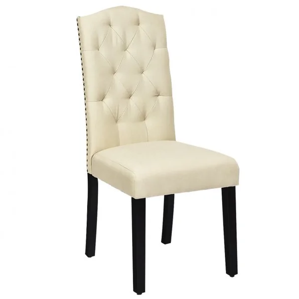 Lot de 2 Chaises Tissu en Lin Respirante Dossier Incurvé Ergonomique Pieds en Bois d’Hévéa Robustes