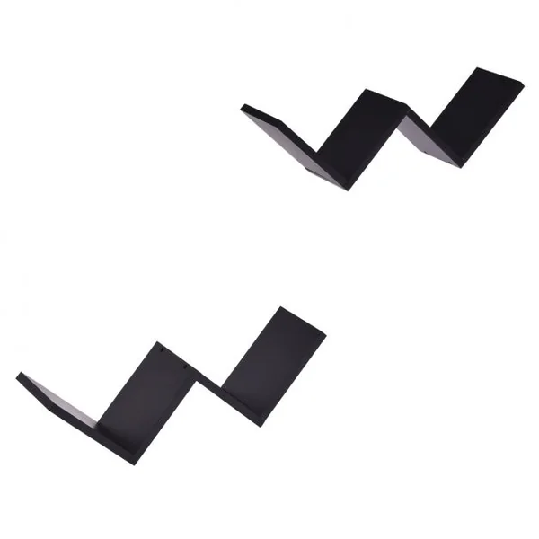 Lot de 2 Etagères murales en forme W Etagère murale Rétro Etagère suspendue en bois pour DVD CD, 53 x 15 x 15 cm, Blanc