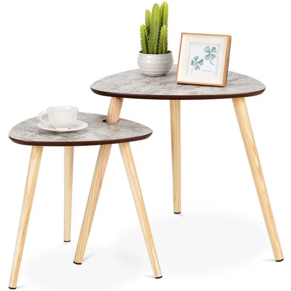 Lot de 2 Tables Basses Gigognes en MDF Table Basse Table à Café de style Scandinave 70 x 50 x 51.5 cm Couleur Patinée
