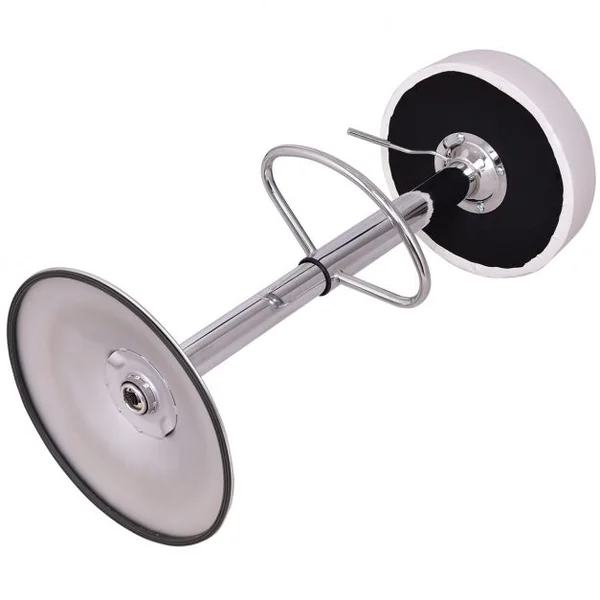 Lot de 2 Tabourets de Bar Pivotant Hauteur Ajustable 64-84CM avec Grande Base et Pieds en Chrome Blanc