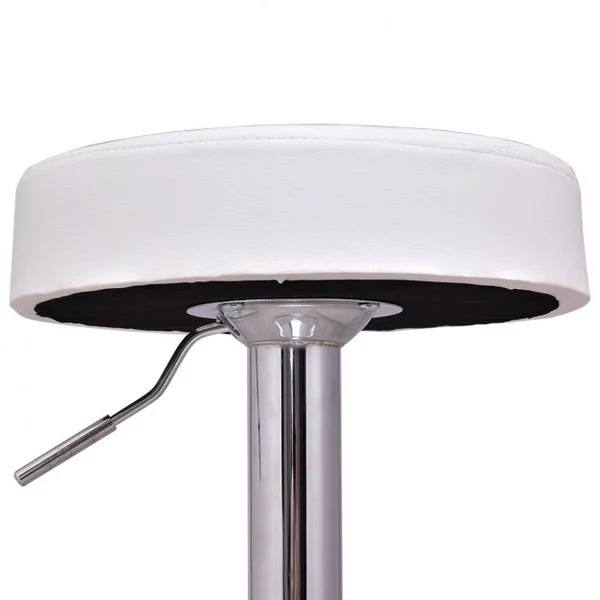 Lot de 2 Tabourets de Bar Pivotant Hauteur Ajustable 64-84CM avec Grande Base et Pieds en Chrome Blanc