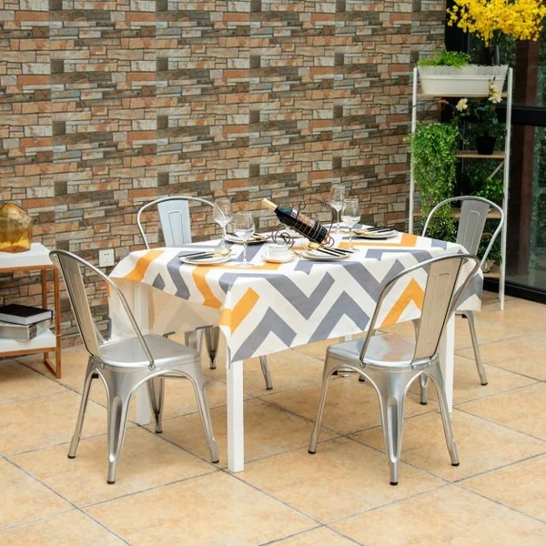 Lot de 4 Chaises de Style Industriel avec Dossier Détachable pour Cuisine Capacité 125kg en Acier 45x52x85cm Argent