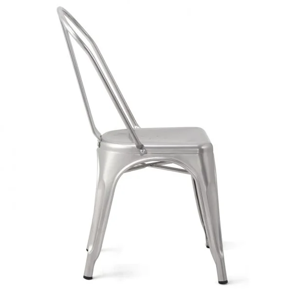 Lot de 4 Chaises de Style Industriel avec Dossier Détachable pour Cuisine Capacité 125kg en Acier 45x52x85cm Argent