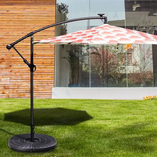 Lot de 4 Dalles de Parasol avec Poignée pour Jardin Terrasse Balcon Remplissables en HDPE 48x48x7,5 cm Noir