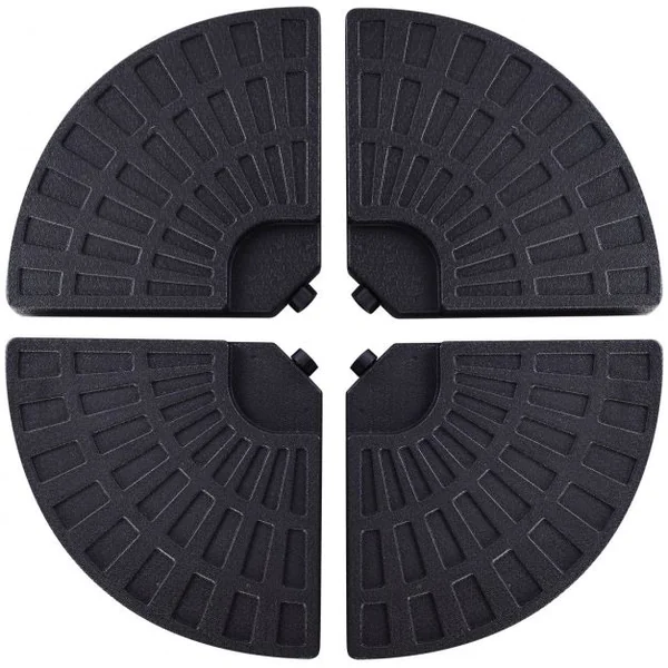 Lot de 4 Dalles de Parasol avec Poignée pour Jardin Terrasse Balcon Remplissables en HDPE 48x48x7,5 cm Noir