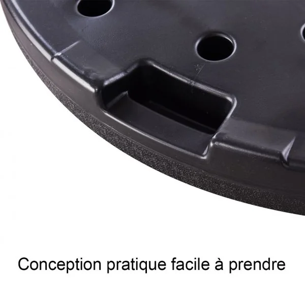 Lot de 4 Dalles de Parasol avec Poignée pour Jardin Terrasse Balcon Remplissables en HDPE 48x48x7,5 cm Noir