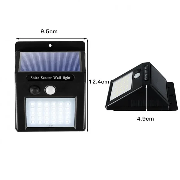 Lot de 4 Lampes Solaires Extérieures Murales avec 30 LED Distance 3 à 5 m Charge 7 à 8 Heures en ABS, 9,6x4,8x12,4cm