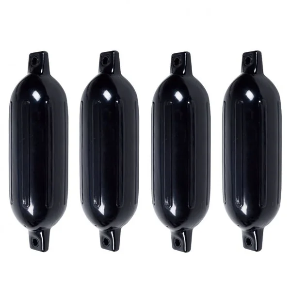 Lot de 4 Pare-battages pour Bateau Ensemble de 4 Pare-battages de 500g Anti-UV 2 Trous en PVC, 40x11,5cm (Lxl), Noir
