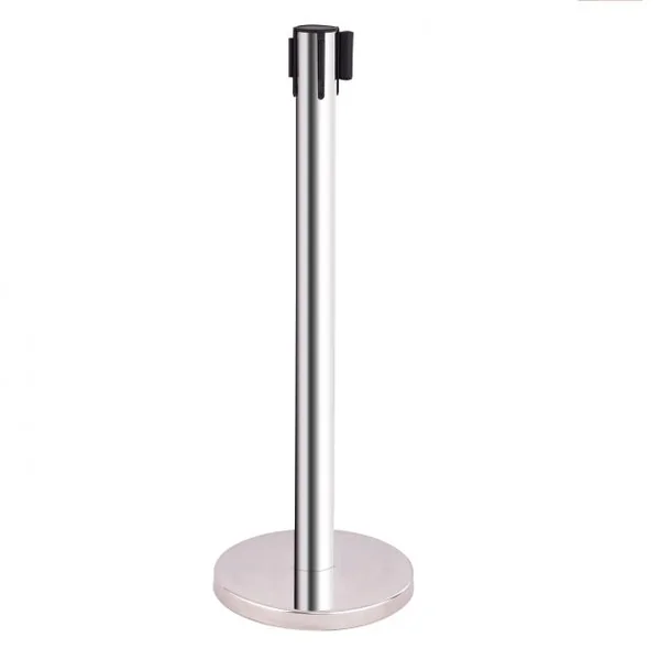 Lot de 4 Poteaux de Guidage avec 4 Bandes Rouges de 2 Mètres Poteaux en Acier Inoxydable 63x85cm (lxh) Dia. Base 32cm