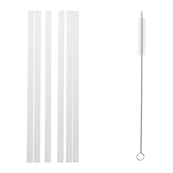 Lot de 6 pailles en verre et goupillon