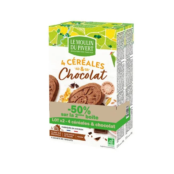 Lot x2 biscuit ptit déj céréale chocolat 190g