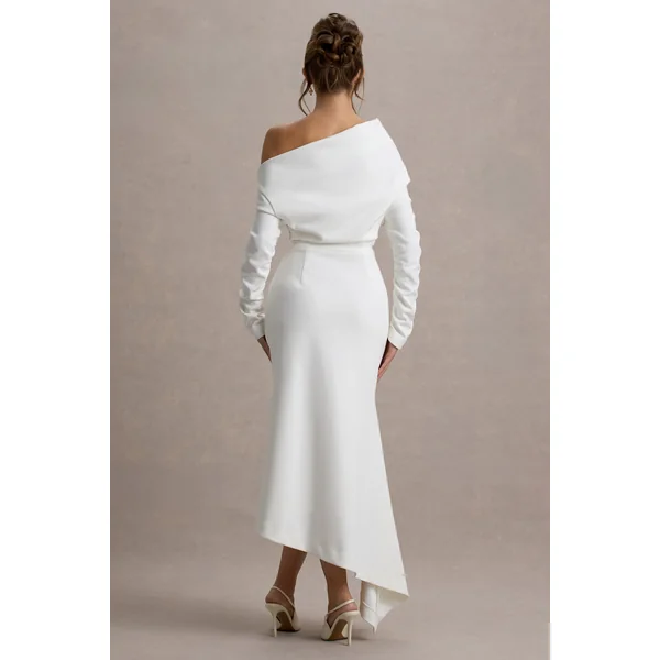 Lou | Robe longue blanche asymétrique à une épaule