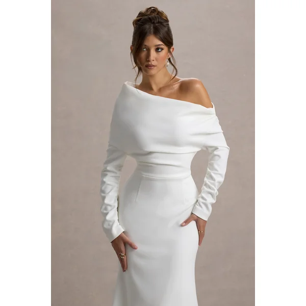 Lou | Robe longue blanche asymétrique à une épaule