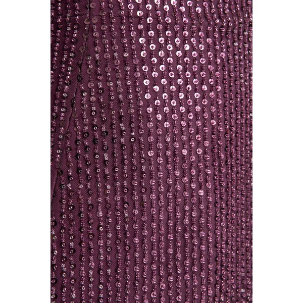 Luciana | Robe longue bandeau violette ornée de sequins