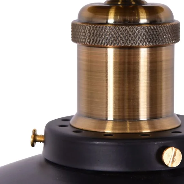 Luminaire suspension en métal Luminaire industriel Vintage Eclairage de Plafond Rond Edison 220V, 60W, 25.5 x 14 cm, Noir