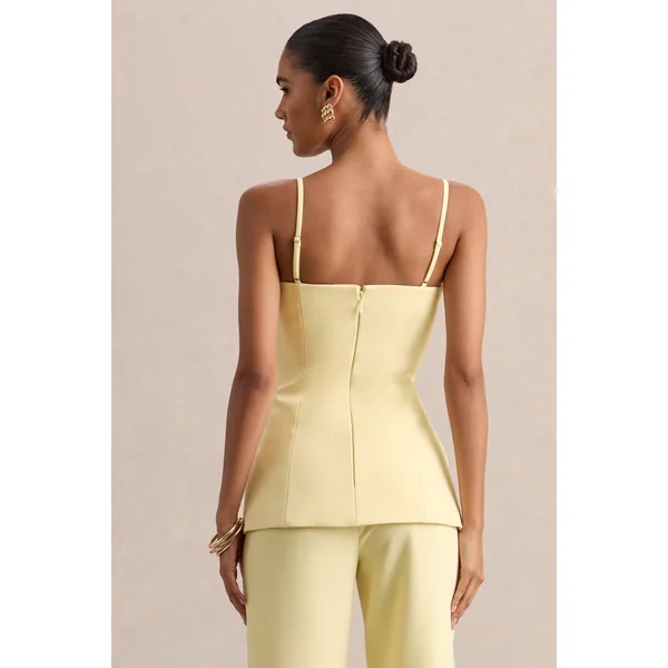 Lunivra | Top Tailleur à Encolure Carrée Citron