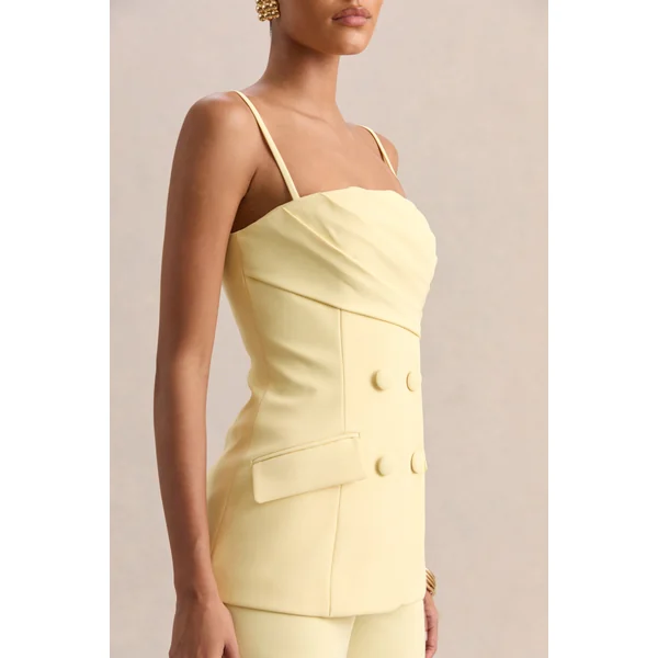 Lunivra | Top Tailleur à Encolure Carrée Citron