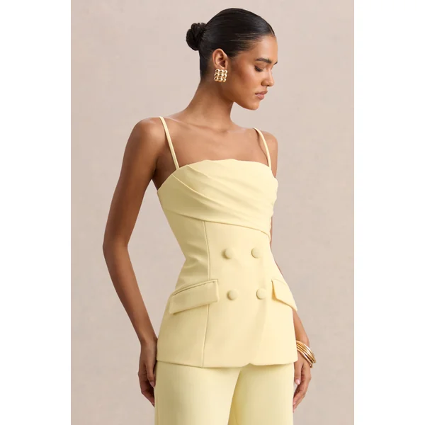 Lunivra | Top Tailleur à Encolure Carrée Citron